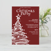 赤と白クリスマスツリーパーティー 招待状 (スタンド正面)