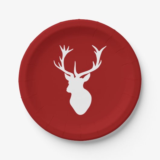 赤と白クリスマスディアスタグヘッド ペーパープレート (正面)