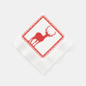 赤と白クリスマスディアペーパーナプキン 縁ありカクテルナプキン (角)