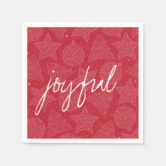 赤と白クリスマスパターン紙ナプキンセット スタンダードカクテルナプキン (正面)