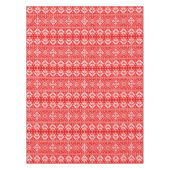 赤と白クリスマスフェア島パターン テーブルクロス (正面)