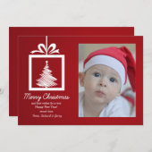赤と白クリスマスフォトカード シーズンカード (正面/裏面)