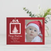 赤と白クリスマスフォトカード シーズンカード (スタンド正面)