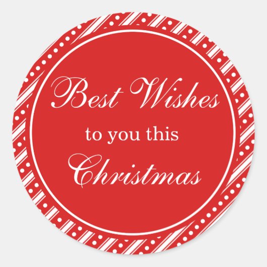 赤と白クリスマスホリデーギフトラベルシール ラウンドシール (正面)