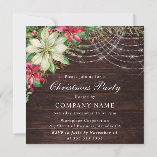赤と白クリスマス企業の 招待状 (正面)