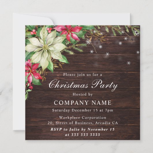 赤と白クリスマス企業の 招待状 (正面)
