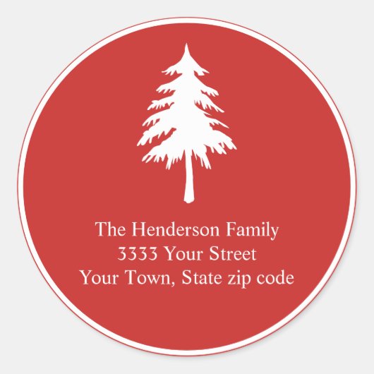 赤と白クリスマス差出人住所 ラウンドシール (正面)