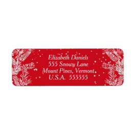 赤と白クリスマス差出人住所 ラベル