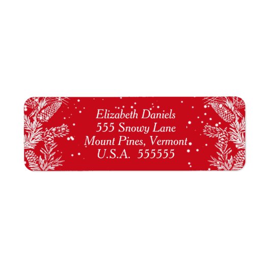 赤と白クリスマス差出人住所 ラベル (正面)