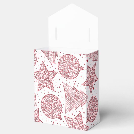 赤と白クリスマス柄のギフトボックス フェイバーボックス (オープン)