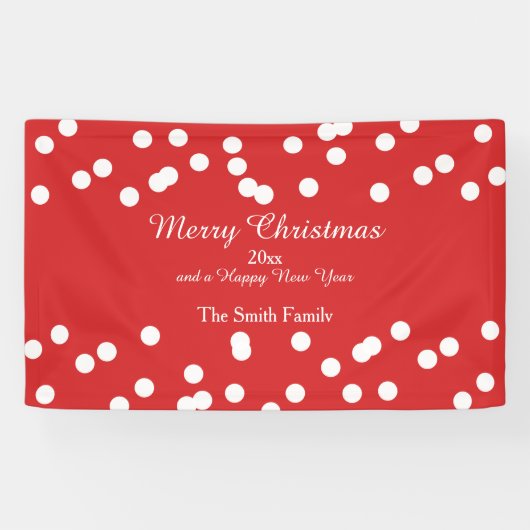 赤と白クリスマス紙吹雪挨拶 横断幕 (横)