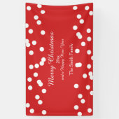 赤と白クリスマス紙吹雪挨拶 横断幕 (縦)