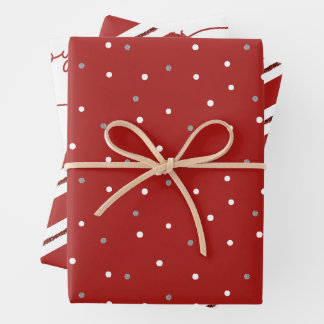 赤と白クリスマス雑種包み紙 ラッピングペーパーシート