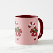 赤と白クリスマス飴と名前をカスタムする マグカップ (正面右)