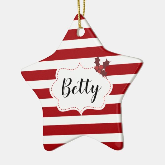 赤と白クリスマス魔法名前をカスタムする セラミックオーナメント (左)