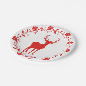 赤と白クリスマス鹿紙プレート ペーパープレート (アングル)