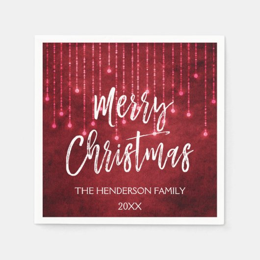 赤と白クリスマス スタンダードカクテルナプキン (正面)