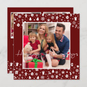 赤と白ク縁どス写真ホリデーカード (正面/裏面)