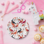 赤と白コウノトリのシームレスパターン ペーパープレート (パーティー)