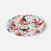 赤と白コウノトリのシームレスパターン ペーパープレート (アングル)