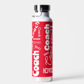赤と白コーチパーソナライズされたギフト名アート ウォーターボトル (右面)