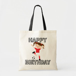 赤と白サッカーの誕生日の女の子1 トートバッグ