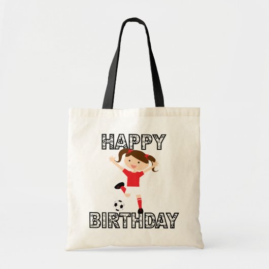 赤と白サッカーの誕生日の女の子1 トートバッグ (正面)
