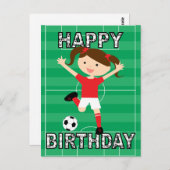 赤と白サッカーの誕生日の女の子1 ポストカード (正面/裏面)