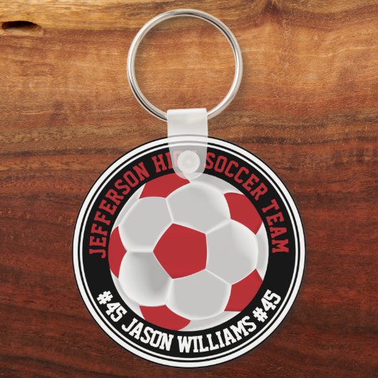 赤と白サッカー⚽キーチェーン キーホルダー (正面)