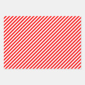 赤と白サ違うイズ斜ストライプ線 ラッピングペーパーシート (正面3)