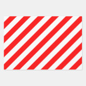 赤と白サ違うイズ斜ストライプ線 ラッピングペーパーシート (正面)