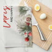 赤と白シンプルクリスマス キッチンタオル (四つ折り)