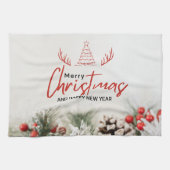 赤と白シンプルクリスマス キッチンタオル (横)