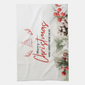 赤と白シンプルクリスマス キッチンタオル (縦)