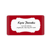 赤と白シンプル個人差出人住所ラベル ラベル (正面)