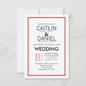 赤と白シンプル縁どWedding Invite 招待状 (正面)