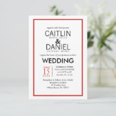 赤と白シンプル縁どWedding Invite 招待状 (スタンド正面)