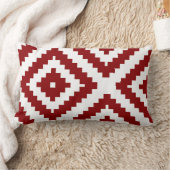 赤と白ジグザグ形の幾何学的なパターン ランバークッション (ブランケット)