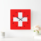 赤と白スイスの旗I愛スイス連邦共和国 スクエア壁時計 (ホーム)