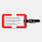 赤と白スイスの旗I愛スイス連邦共和国 ラゲッジタグ (正面横)