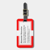 赤と白スイスの旗I愛スイス連邦共和国 ラゲッジタグ (正面縦)