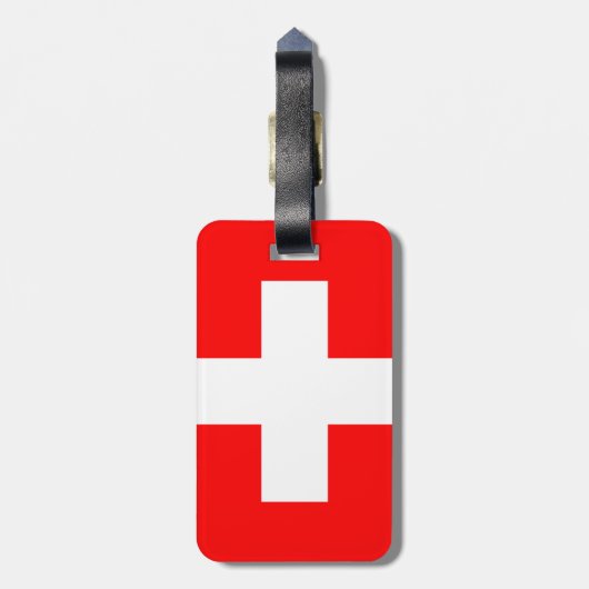 赤と白スイスの旗I愛スイス連邦共和国 ラゲッジタグ (裏面縦)