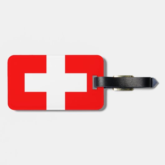 赤と白スイスの旗I愛スイス連邦共和国 ラゲッジタグ (裏面横)