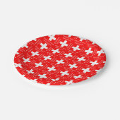 赤と白スイス連邦共和国のスイスの旗 ペーパープレート (アングル)