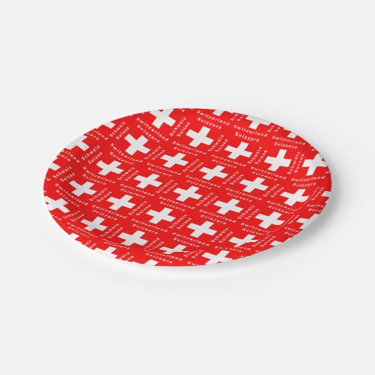 赤と白スイス連邦共和国のスイスの旗 ペーパープレート (アングル)