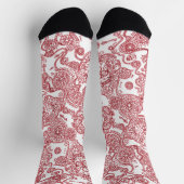 赤と白スカルパターン ソックス (上部)