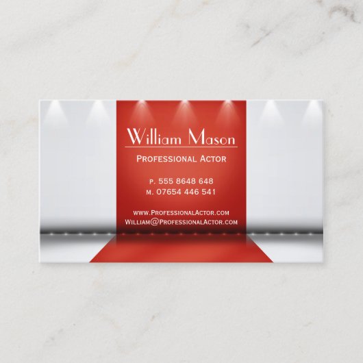 赤と白ステージアクター – 名刺 (正面)