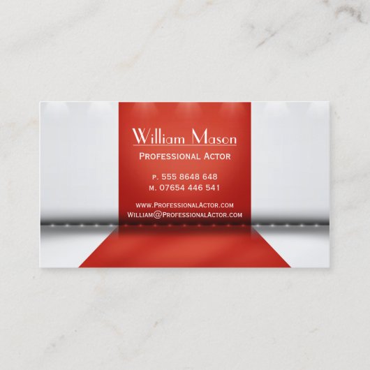 赤と白ステージアクター – 名刺 (裏面)
