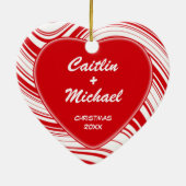 赤と白ストライプのカスタムオーナメント セラミックオーナメント (裏面)