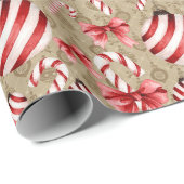 赤と白ストライプのキャンディ ラッピングペーパー (ロールコーナー)